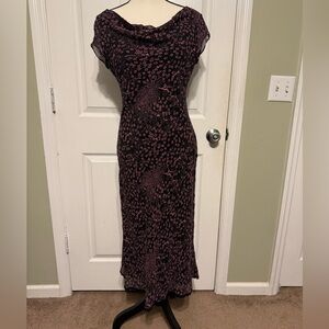 BCBG Paris Black and Pink Floral Dress Vintage Y2K
